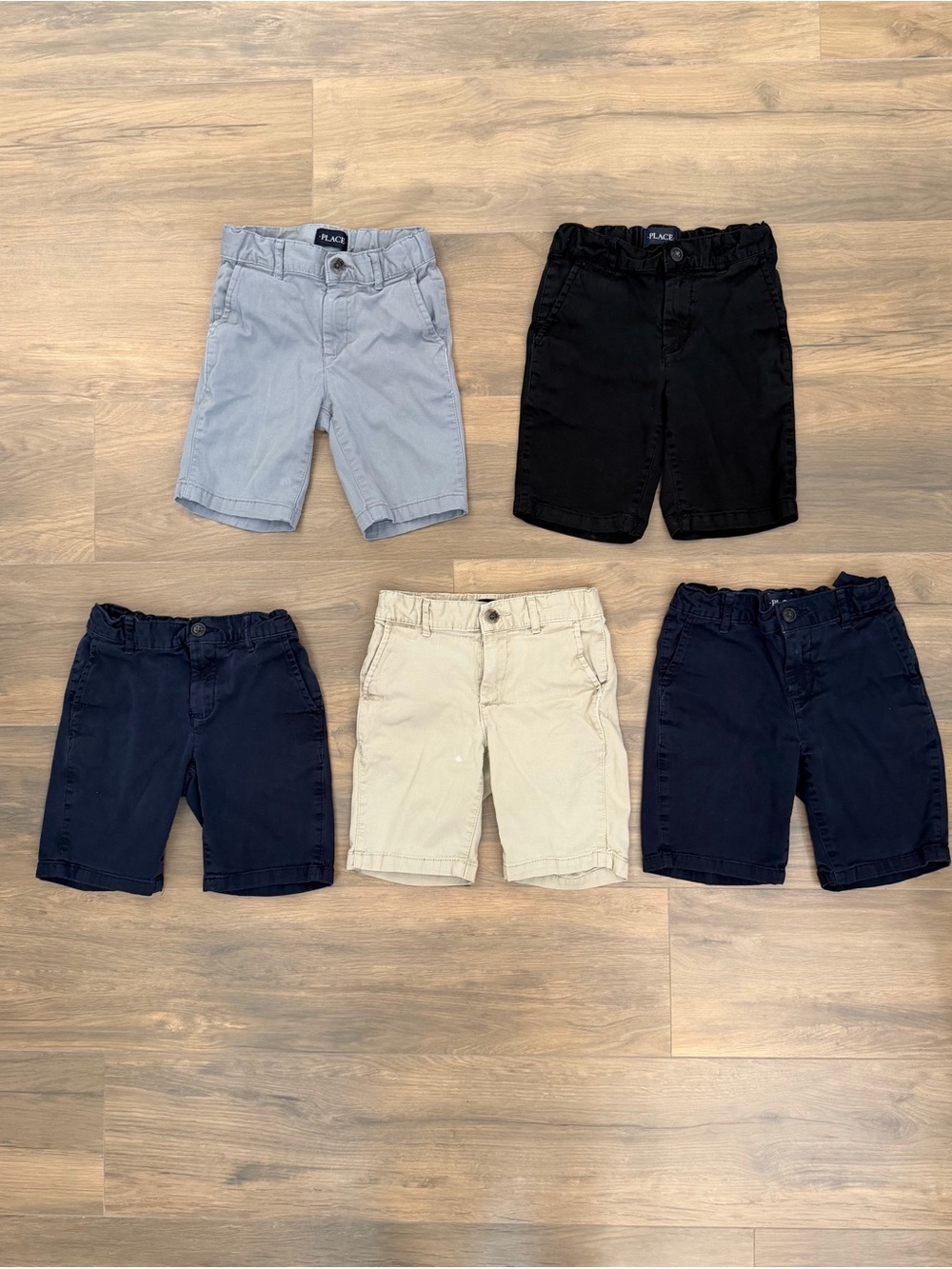The Children's Place Chino Shorts in Navy, Gray, Black, and Khaki